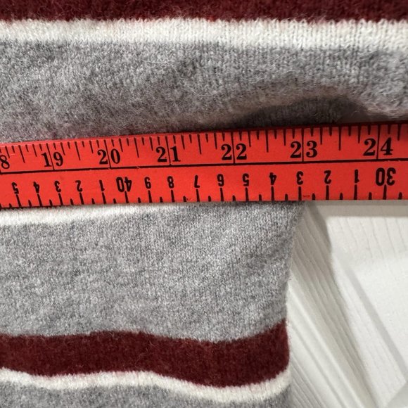 Madewell Maroon Grey Stripe Alpaca Wool Blend Pullover Sweater Womens Small - Picture 7 of 8